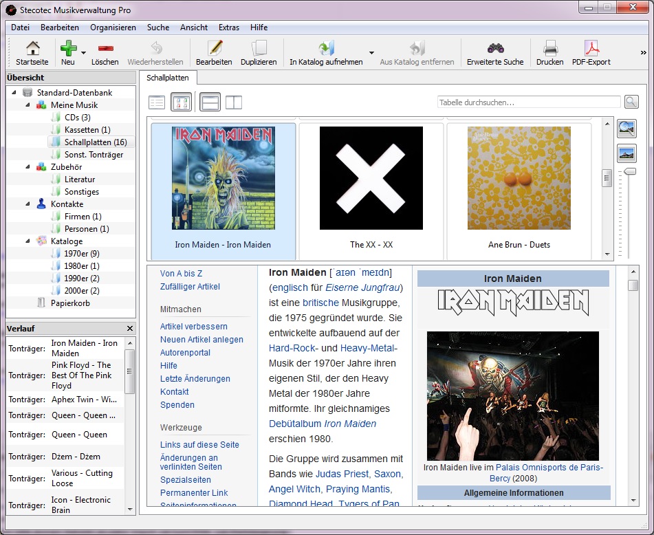 Musikverwaltung: Browser